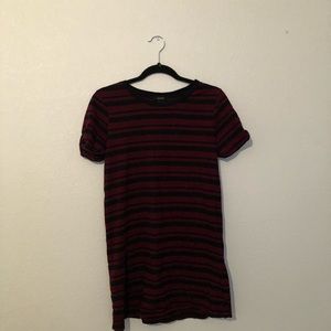 Red and black striped t-shirt dress